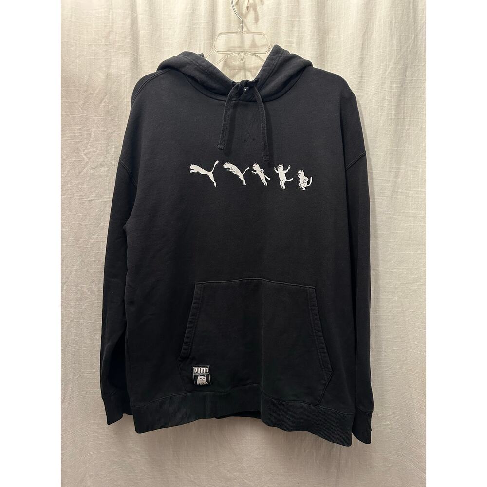 Puma x RIPNDIP Hoodie Cotton Black Sweatshirt Size Large